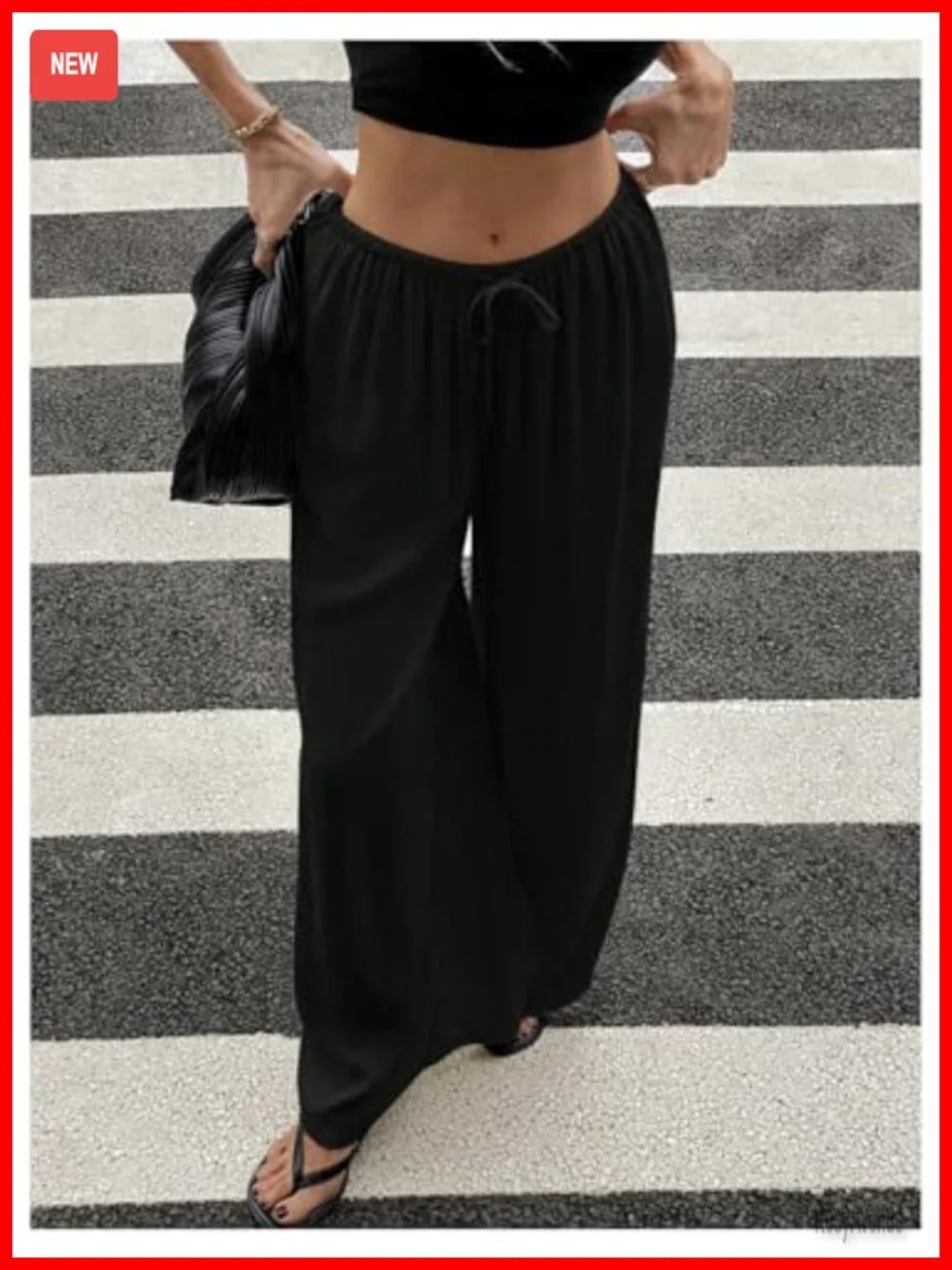 Linen Drawstring Wide Leg Palazzo Pants with Pockets
